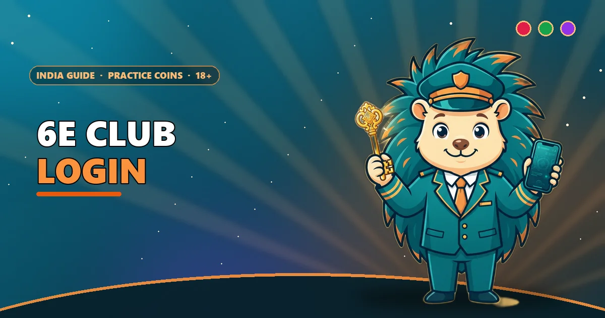 Porcupine guard holding a golden key and a phone for the 6E Club login guide