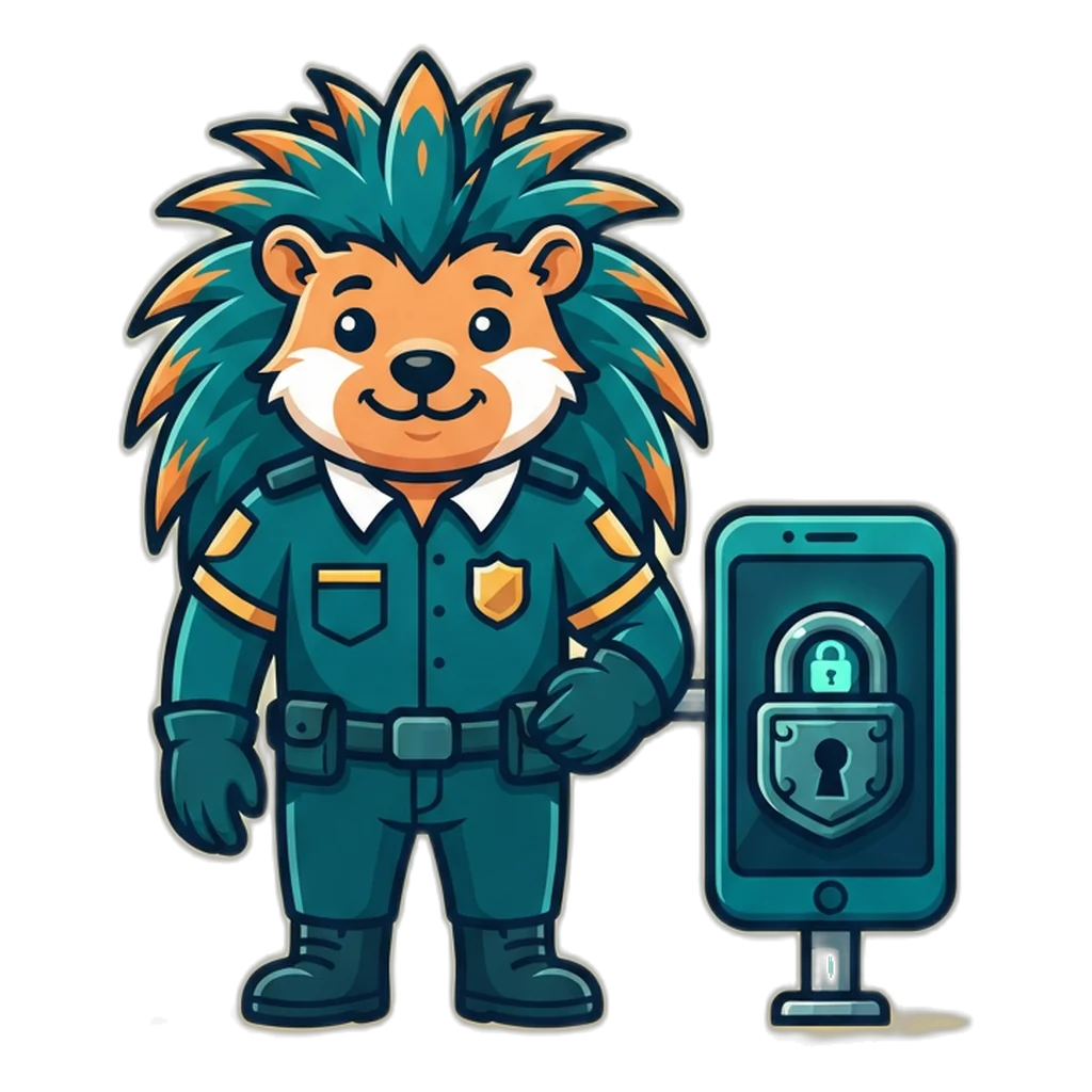 Porcupine guard beside a padlocked phone gate for the 6E Club login