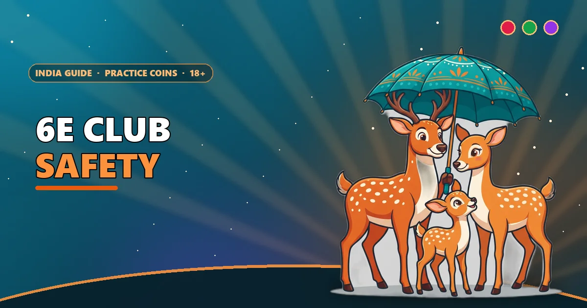 Chital deer family under a teal umbrella for the 6E Club safety guide